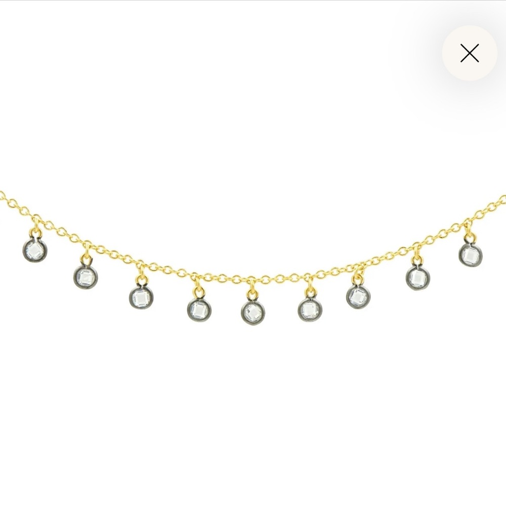 Freida Rothman Gold and Black Bezel Necklace